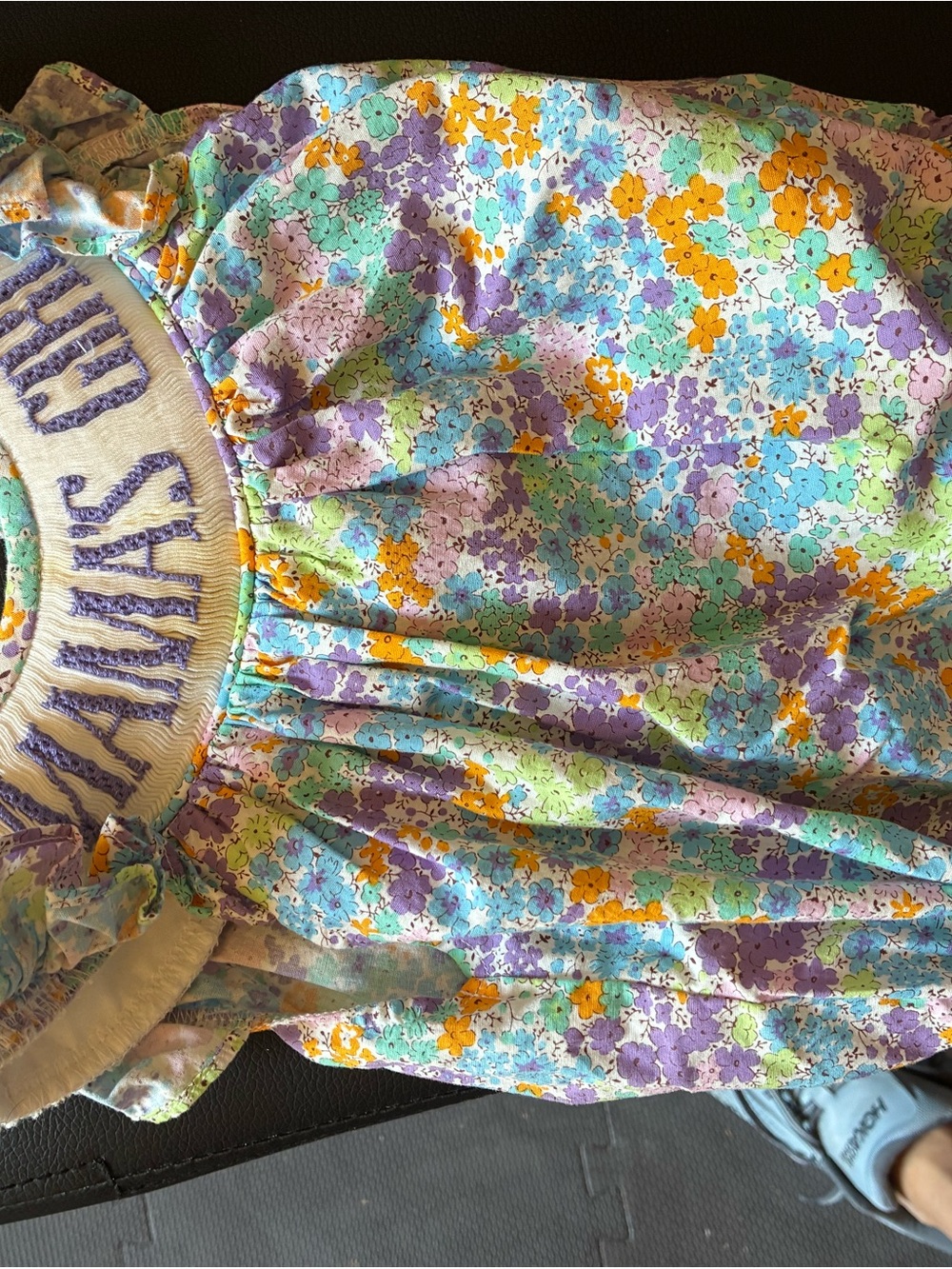 Mamas Girls Floral One-Piece Bodysuit in Purple, Mint & Yellow